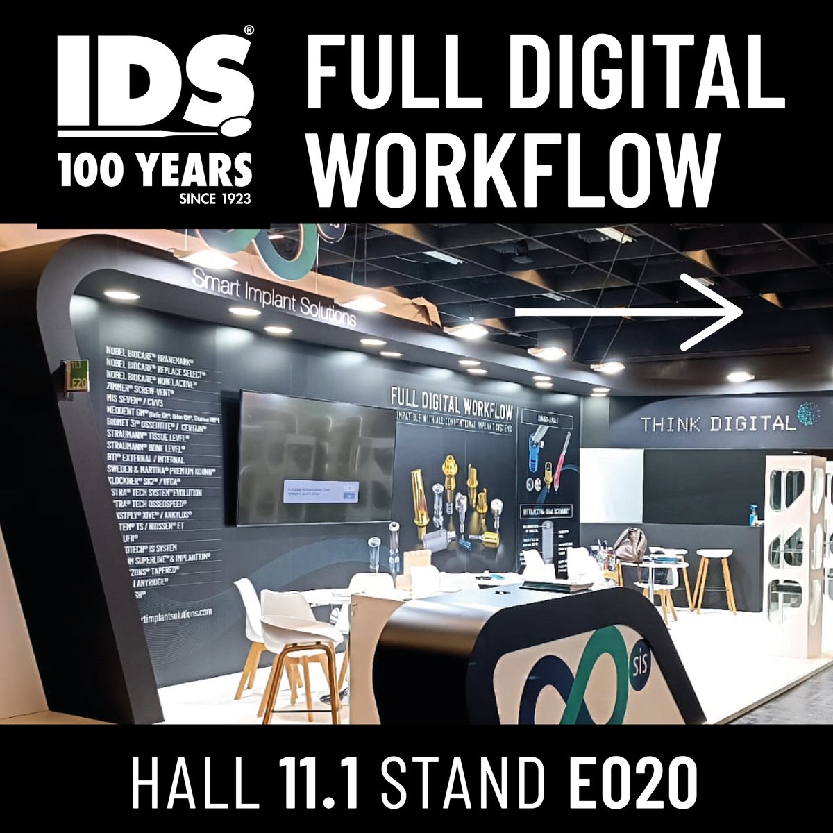 SmartImplantSol's tweet photo. Invite you to visit us. Hall 11.1, Stand E020. 
#fulldigital #abutments #dentallab #dentalclinic #implantes #implantologia #dentalimplants #multiunit #analog #tibase #scanbodies #cadcamdental #cadcam #ids2023 #IDScologne https://t.co/uKB00BAYl3