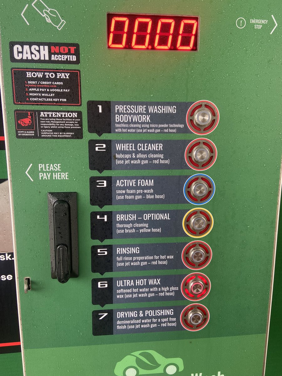 thomairs's tweet photo. It’s the Volksworld show this weekend and there’s a very exciting new car wash in Cowley. Self-service 24 hours a day. My inner Alan Partridge approves. Though it’s not cheap. https://t.co/qz4BUrjtHq