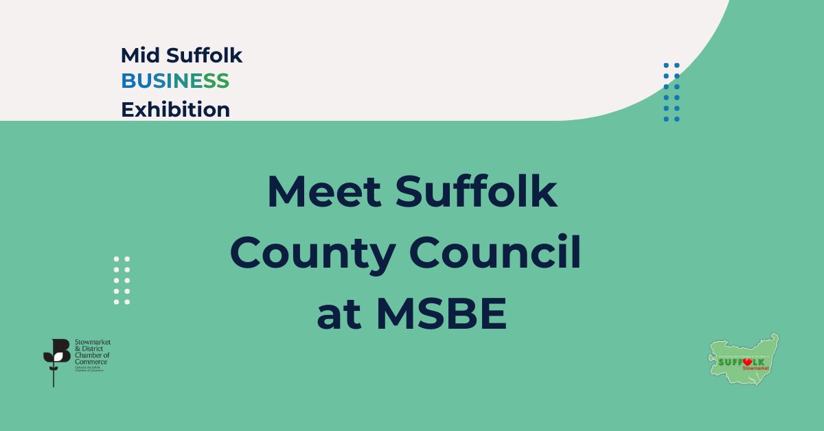MSBusEx's tweet photo. Suffolk County Council will be available to discuss any opportunities there may be to provide your goods/services to the public sector.

Come and meet them at the #MSBE2023 exhibition.

Book your free ticket here: https://t.co/dOd7XxQKrB

#StowmarketChamber #MSBE2023 https://t.co/HlAqXmvlkY