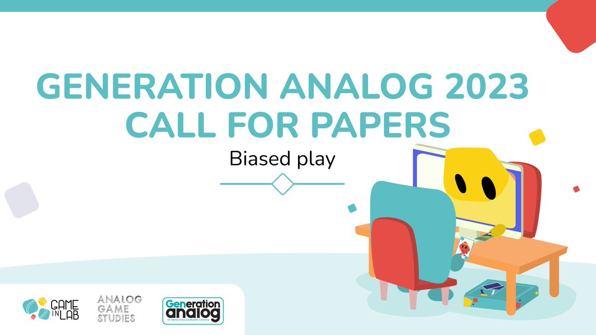 GameInLab's tweet image. 📢#CallfForPapers for #GenerationAnalog2023! 
If you&apos;re passionate about exploring #biased play in board games, send @AnalogGameJrnl your paper proposals by April 15th! 📝 

Submit ▶ bit.ly/3YWV14y
