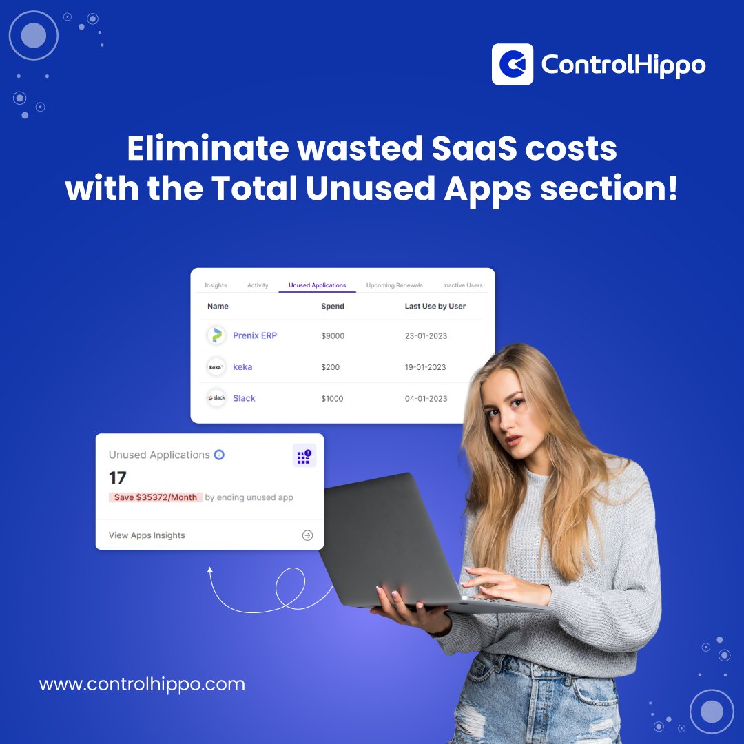 Eliminate wasted SaaS costs with the Total Unused Apps section! This feature displays a list of apps that haven't been used in a certain period and shows how much money you can save by deactivating them. Identify non-essential apps and optimize your SaaS portfolio #SaaSManagement