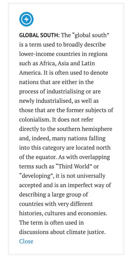 <a href="/NafNaf06980190/">Retweeted 🏴󠁧󠁢󠁳󠁣󠁴󠁿💪✝️</a> <a href="/CarbonBrief/">Carbon Brief</a> <a href="/Greenpeace/">Greenpeace International</a> <a href="/AdamPolitics/">Adam Standring</a> @valmasdel @KoBarrettIPCC <a href="/ysaheb/">Yamina SAHEB @yamsaheb.bsky.social</a> <a href="/izpinto/">Izidine Pinto</a> <a href="/prabir_patra/">Prabir Patra</a> Hiya, you are right - the phrase "global south" is not just used to describe countries in the southern hemisphere. Here is the definition used in the piece.