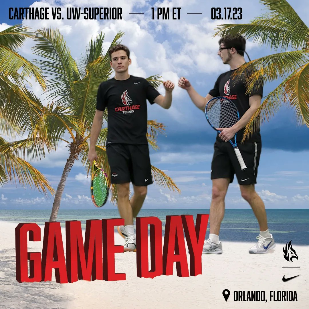 🔥 GAMEDAY 🔥

During its final day of competition in Florida, <a href="/Carthage_Tennis/">Carthage Tennis</a> battles with UW-Superior 🌞

🗓 Mar. 17
⏰️ 1:00 p.m. ET 

#FuelTheFlame