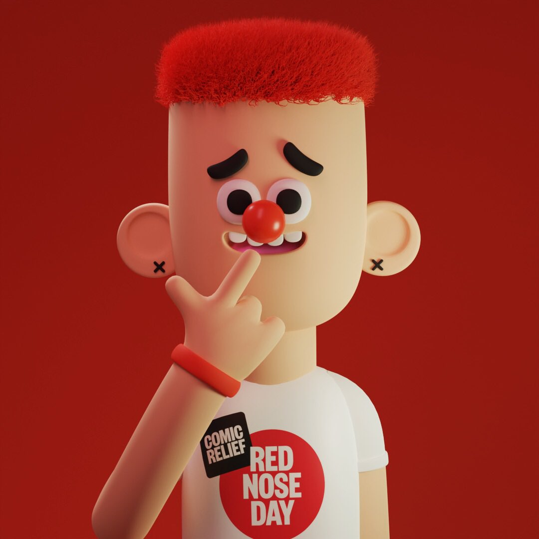 chloe_studios's tweet photo. It’s Red Nose Day, weather you’re sitting in a bath of baked beans or climbing a mountain good luck. #ComicRelief #3dblender #blender #characterart #characterdesign #3dcharacter #3dart https://t.co/unZQU1c5os