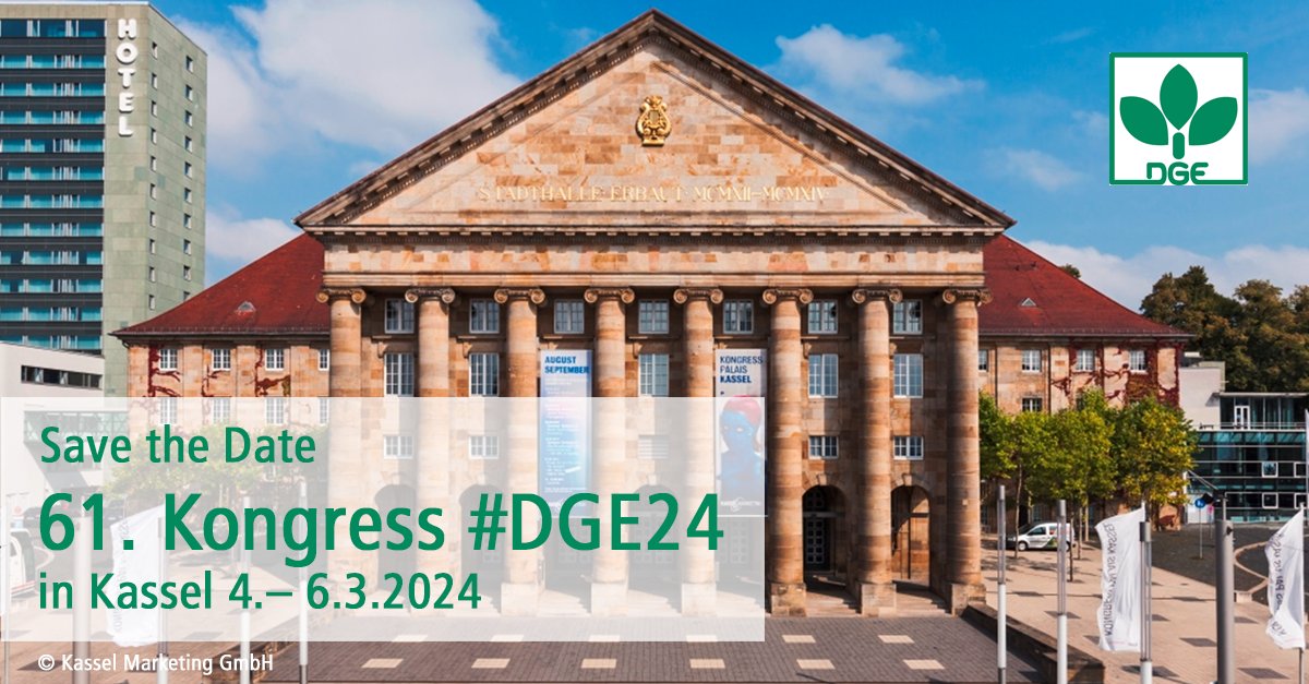 🟢 Save the date #DGE24
Der 61. Wissenschaftliche Kongress der DGE findet statt in Kassel vom 4.– 6.3.2024!
#kongress #nutrition #ernährungswissenschaften #lebensmittelwissenschaften #science #savethedate