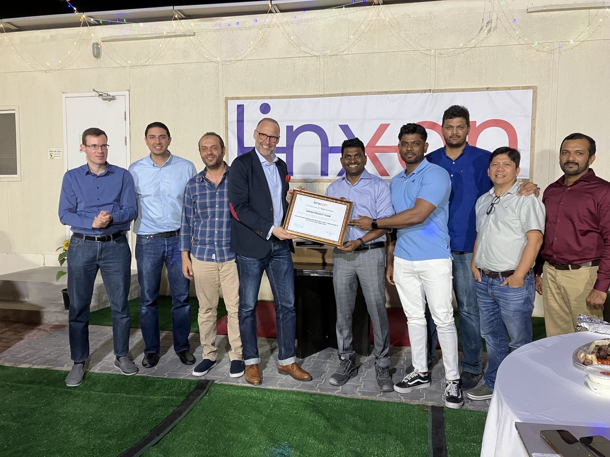 Linxon_Company's tweet image. Coming together as one collaborative team plays a major part of the global interaction at Linxon. Recently,  global leadership team came together with the local Middle East team to celebrate HSE achievements at the Dubai project sites Abraj and Sanad.
#safemanhours #epcsolutions