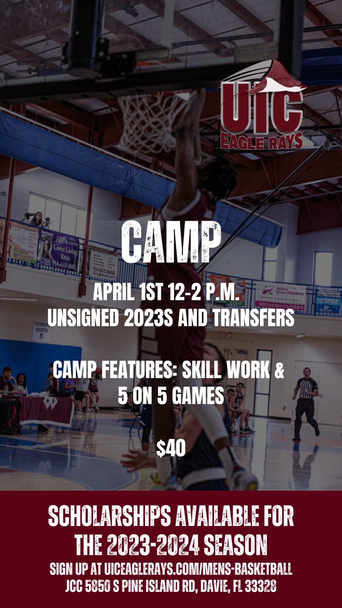 Scholarship money is available for the 2023-2024 season! 
💰💰💰

Camp will be locked to 60 athletes! 

uinternational.edu/product/basket…