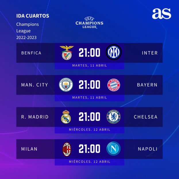 Madrid Zone on Twitter "🚨 Champions League Schedule. diarioas"