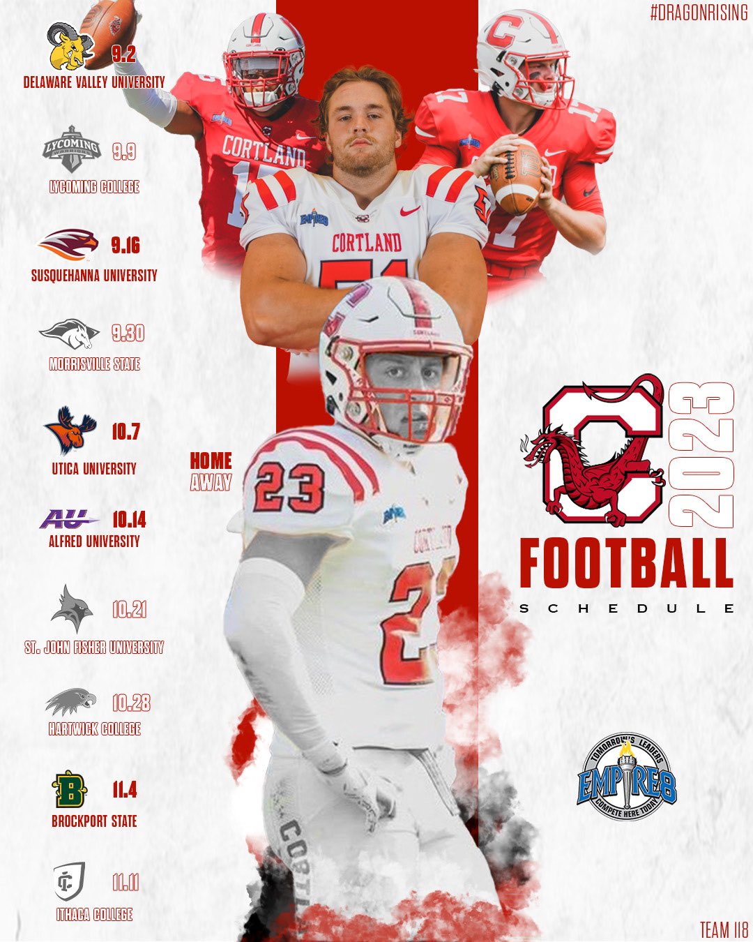 SUNY Cortland Football on Twitter "🚨2023 Schedule🚨 See you this fall