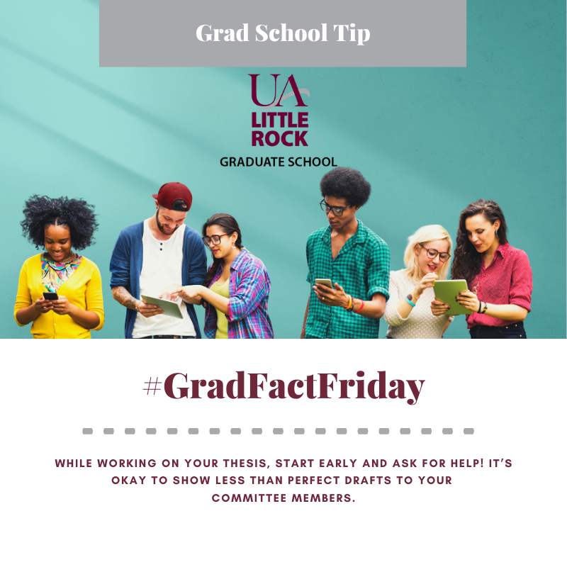 UALRGradSchool's tweet image. Happy Friday! Check out our latest tip for
#GradFactFriday. Remember, priority registration for
graduate students for the Fall 2023 semester begins
March 27!