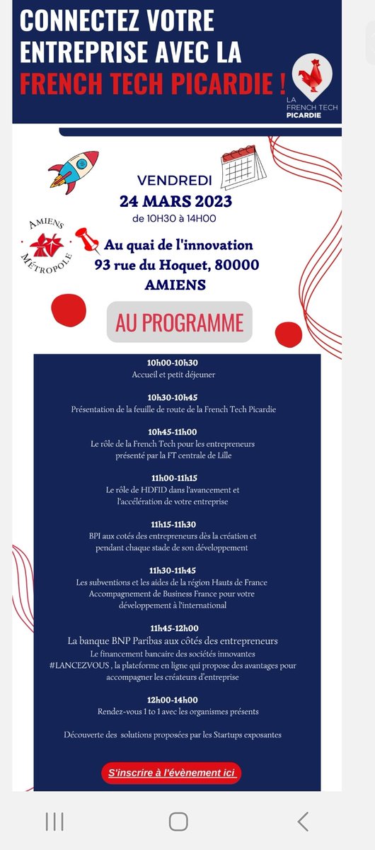 #Rdv le 24 Mars avec la #FrenchTech #Picardie  pour démarrer le nouveau cycle après la re-labellisation de 3ans.

Pour s'inscrire à l'événement⬇️:
docs.google.com/forms/d/e/1FAI…

Pour Présenter vôtre entreprise ⬇️:
docs.google.com/forms/d/e/1FAI…