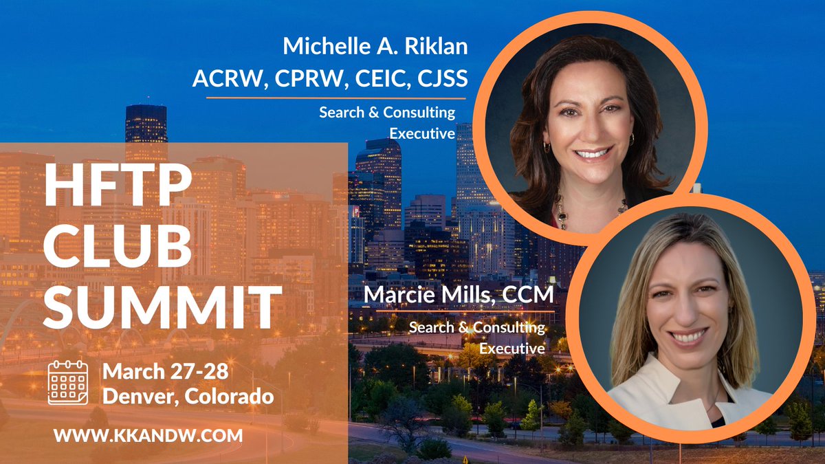 It's going to be a great couple of days at the #HFTP Club Summit! If you are looking to make a finance hire in the upcoming months, message Michelle Riklan or Marcie Mills, CCM directly in advance of their trip to Denver! #FinanceCareers #HFTPcareers #FinanceProfessionals