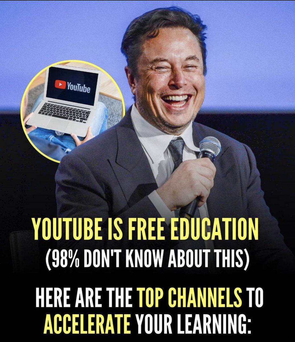 LimitlessLif3's tweet photo. YouTube is free education.

(98% don’t know the best spots to learn)

Top channels to accelerate your learning 👇 https://t.co/p6Ve8ovZh8