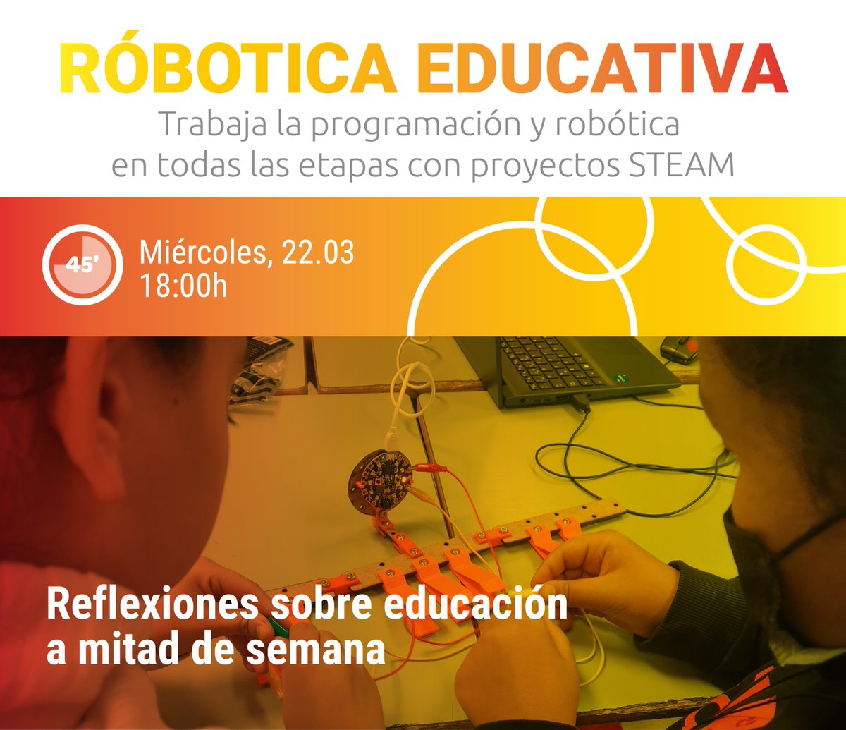 ¡El miércoles os esperamos! ¿Para qué? #Makermania
📢Solución integral de robótica educativa
🏫 Educación Infantil, Primaria y Secundaria
👩‍💻Repositorio de recursos de formación para los docentes
🤖 Kits de robótica para clase
👉 DEMO con la inscripción bit.ly/3Fr9MG3