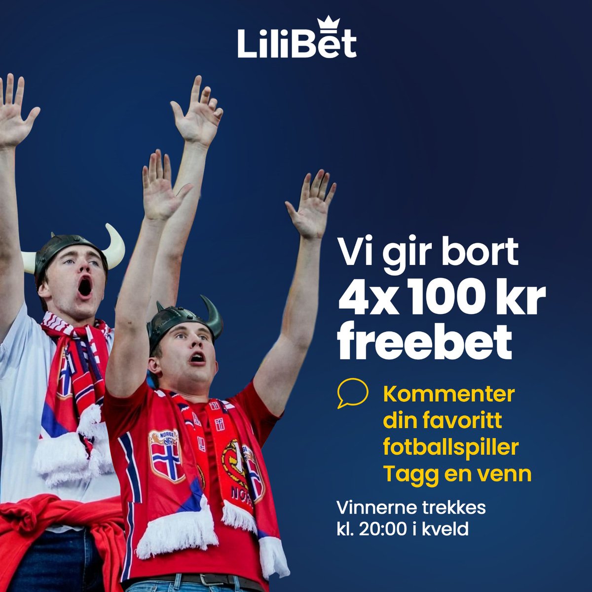 🎉 Vi gir bort 4x 100 kr freebet! 

For å delta: 

✅ Retweet
💬 Kommenter din favoritt fotballspiller 
🫂 Tagg en venn 

🕗 Vinnerne trekkes kl. 20:00 i kveld