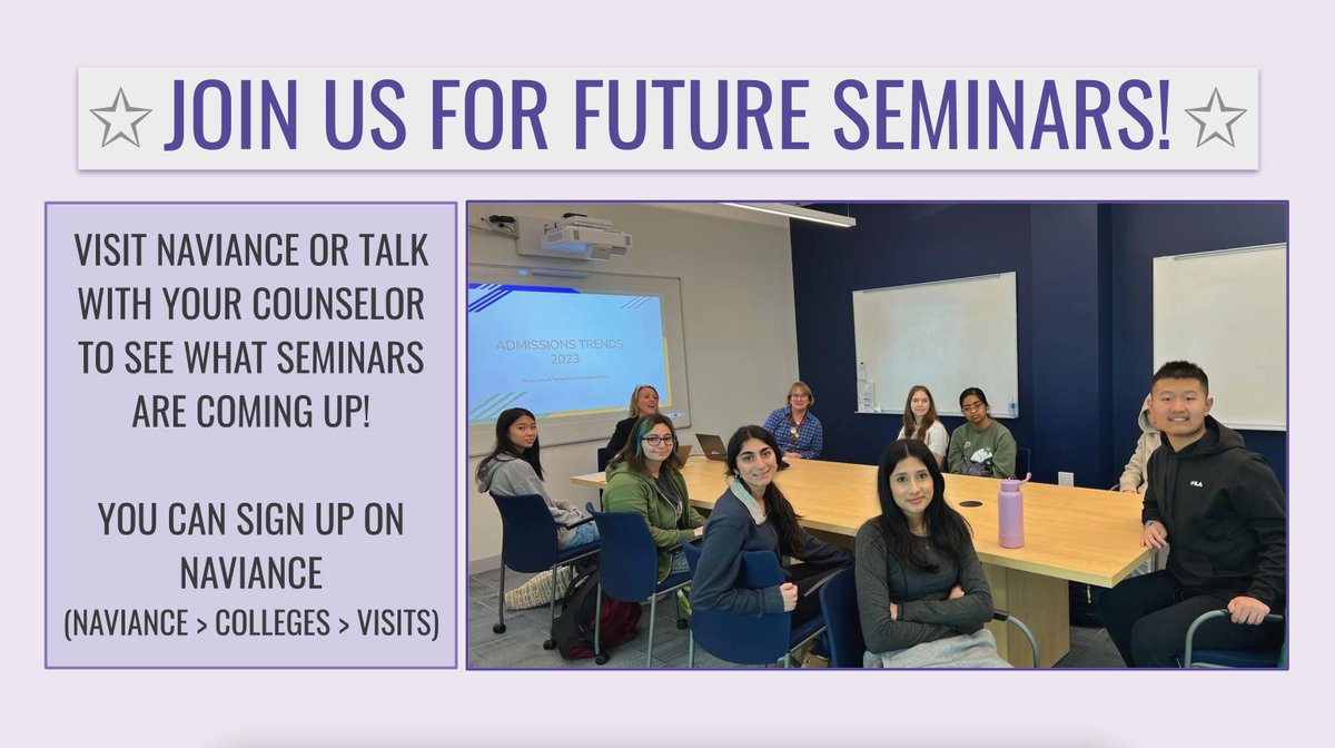 SharonGuidance's tweet photo. Reach out to your SHS counselor, or go to @Naviance to see what seminars are being offered! 

#sharonhighschool #sharonma #sharonpublicschools https://t.co/MyPjgGGhVw