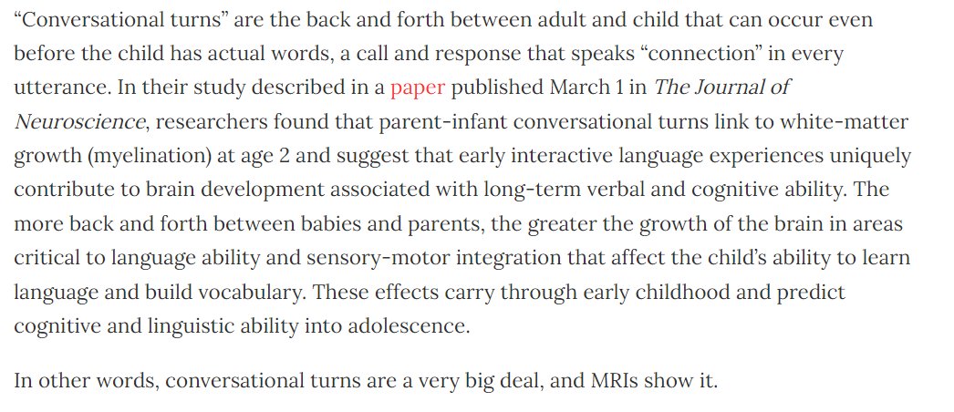 Read <a href="/EarlyLearnNatn/">Early Learning Nation</a>'s recap of more evidence confirming how important our interactions with infants &amp; toddlers are to brain development, published earlier this week: earlylearningnation.com/2023/03/in-bab…