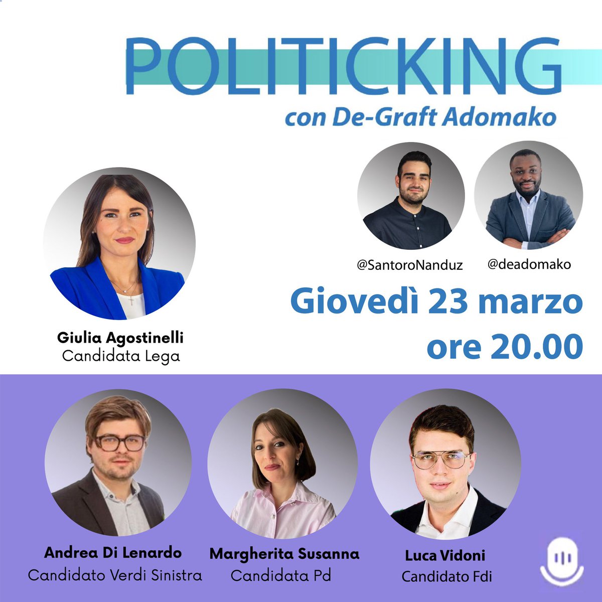 Giovedì 23 marzo avremo ospiti a #Politiking ▶️ x.com/i/spaces/1jMJg… i candidati per il comune di Udine: <a href="/AgostinelliGiu/">Giulia Agostinelli</a>, <a href="/DiLenardoAndrea/">Andrea Di Lenardo</a>, Margherita Susanna e <a href="/luca_vidoni/">Luca Vidoni 🇮🇹🇮🇱</a>.