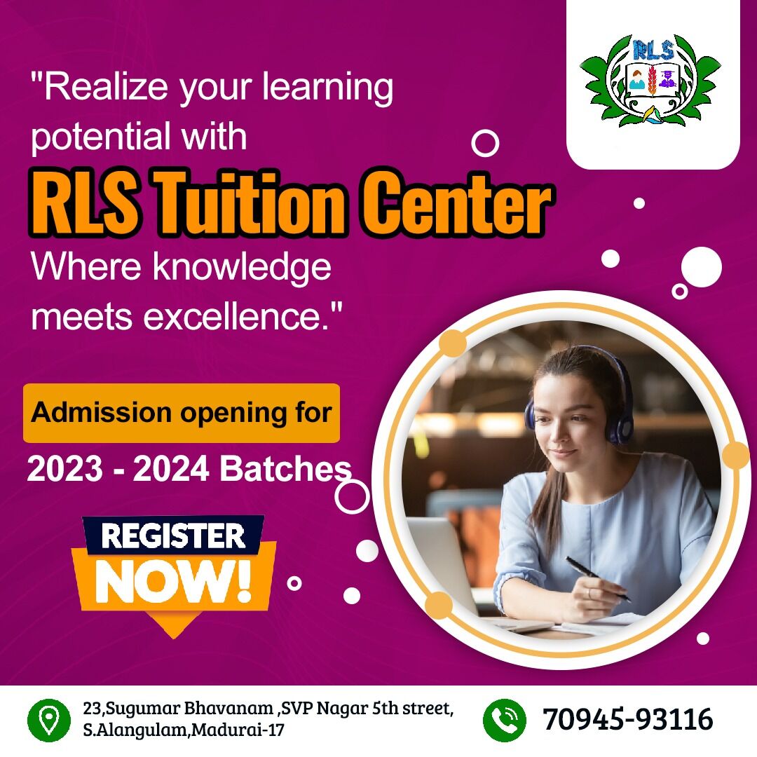rlstuitionmdu's tweet image. RLS Tuition Center is a premier educational institution dedicated to providing high-quality academic coaching and guidance to students of all ages. 

#rlstuitioncenter #rlssugumar #hometuition #mathstuition #tuitioncenterinmadurai #besttuitioncenterinmadurai #hometuition