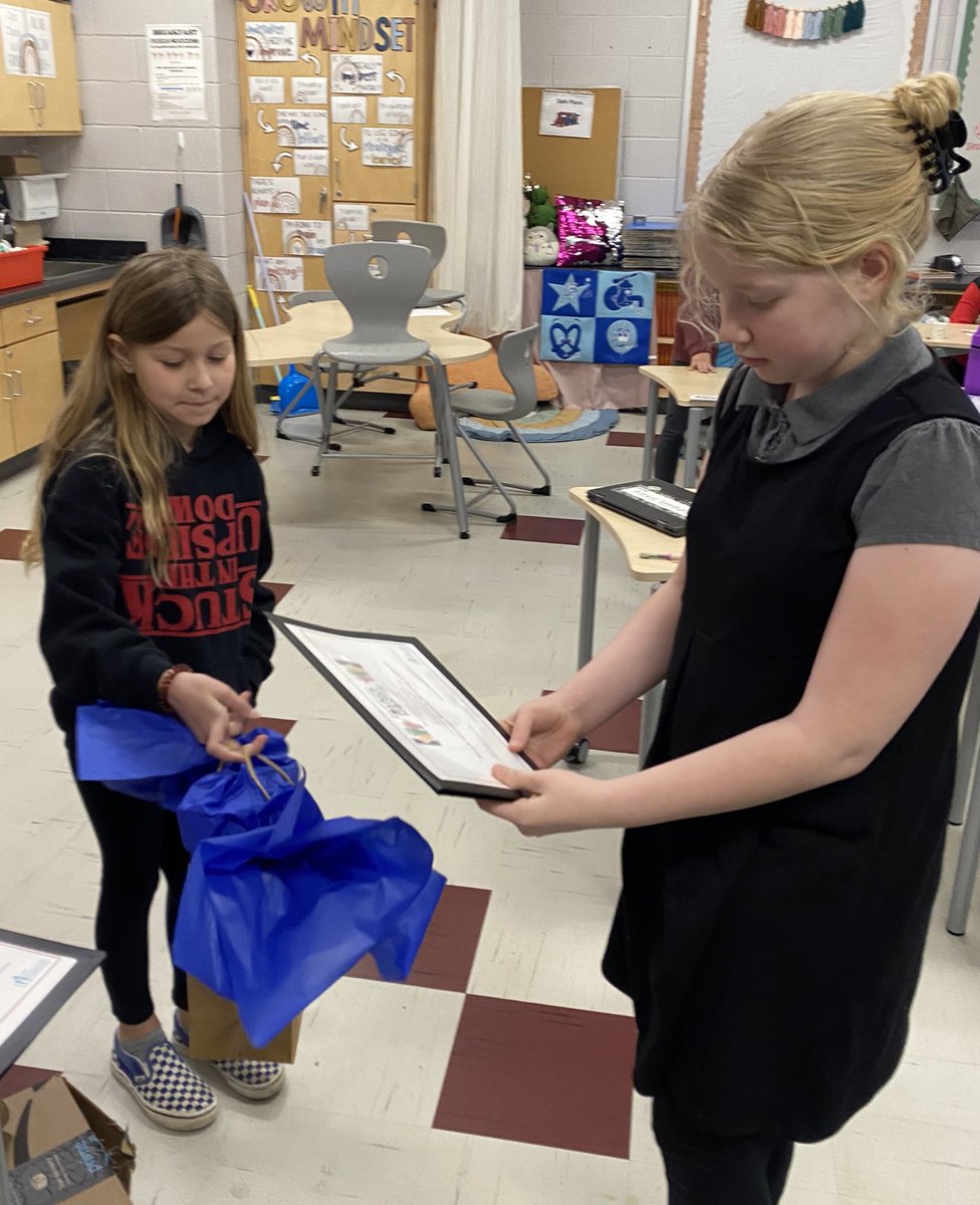 LisaGraceRelay's tweet photo. Celebrating our gifted 3rd grade scholars for their excellence in writing by recognizing their participation in the BCPS Black History Month essay contest!  Bravo to Relay’s own Dylan and Eleanor!  👏🏻 @BaltCoPS @Relay_BCPS Presented by Meadow, Principal for the hour @parknrelay https://t.co/l8I0lPxPIs