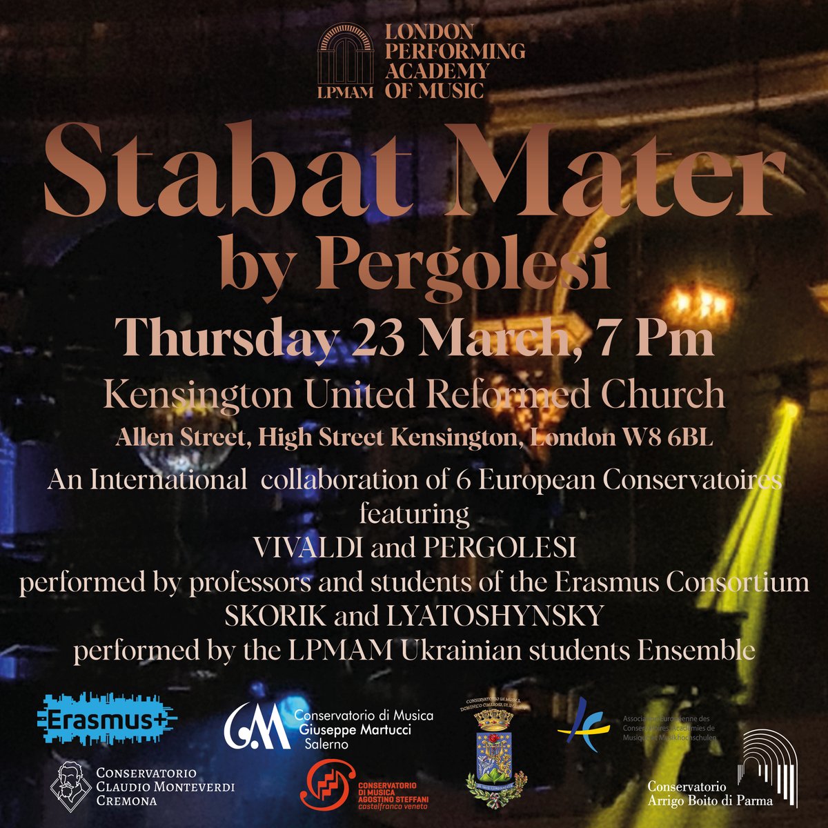London Performing Academy of Music presents Stabat Mater by Pergolesi!

Next Thursday 23 March, 7 pm

eventbrite.co.uk/e/stabat-mater…

#LondonPerformingAcademyofMusic #lpmam #music #London #concert #StabatMater #Pergolesi #londonevents #Londonmusic
