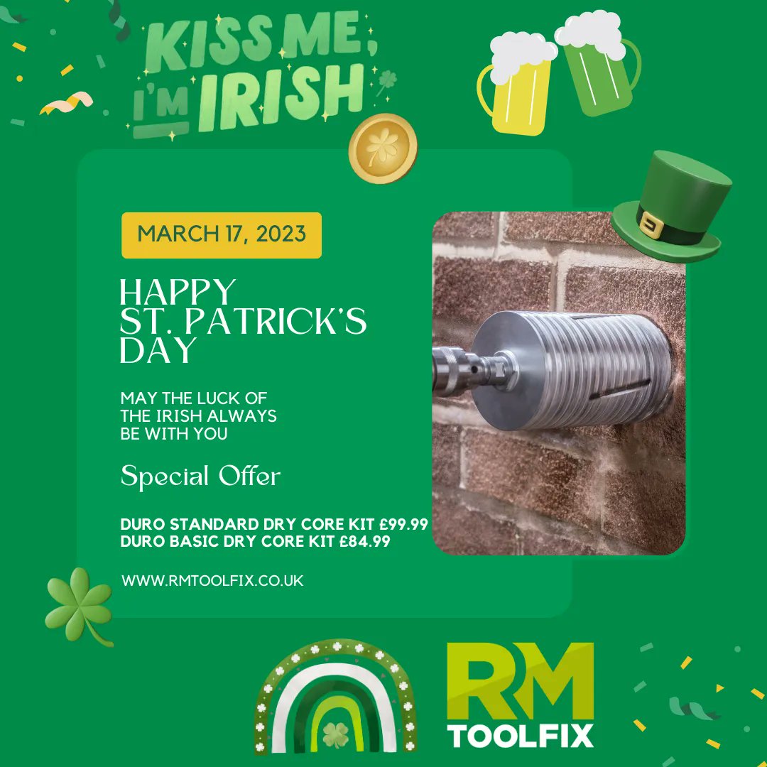 RMPlantServices's tweet photo. Happy St. Patrick's Day! 🍀

Boy, do you have the luck of the Irish on your side! 🇮🇪

Duro Standard Dry Core Kit for £99.99 - that's a £33 saving!

https://t.co/EopizebKcd

Duro Base Dry Core Kit for £84.99 - that's a £17 saving!

https://t.co/lA2OwD6Gw6

This weekend only! 😉 https://t.co/hH8hN8trJL