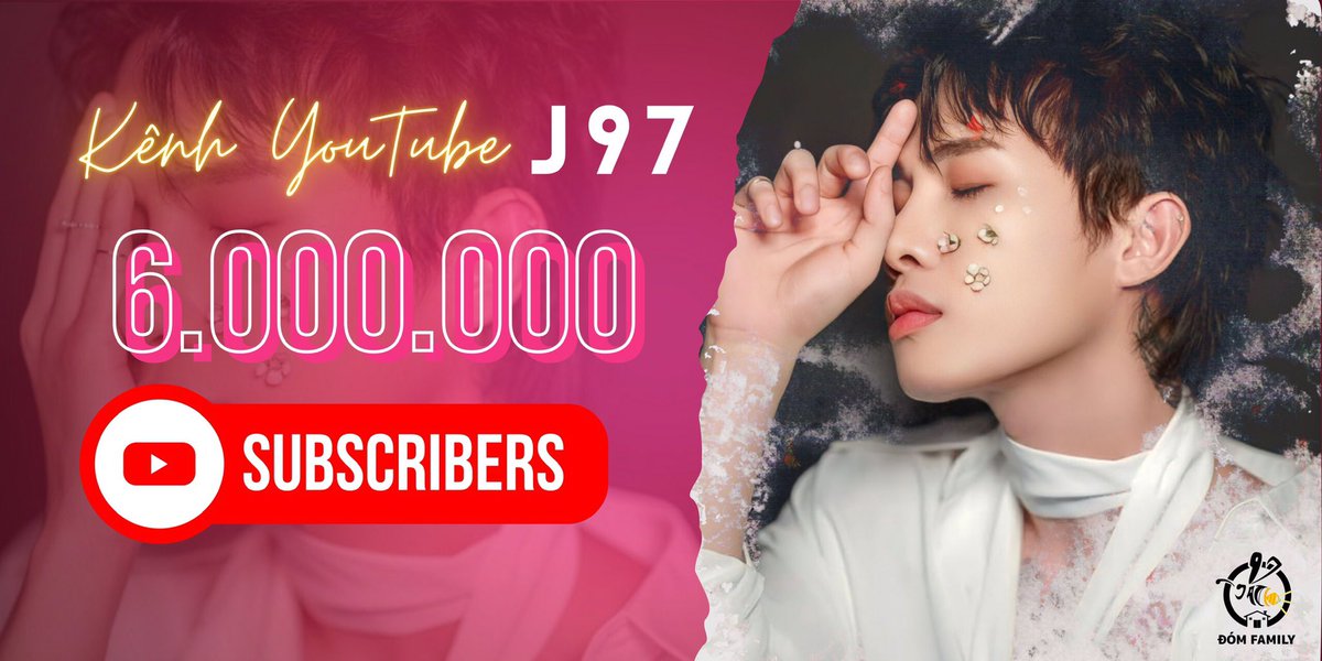 FcJackDomFamily's tweet photo. Wonderful!!! 
YOUTUBE J97 HAS SURPASSED 6 MILLIONS SUBSCRIBERS
#J97_6Msubscribers #JackJ97 @phuongtuan_j97 https://t.co/vu7wYMrDxX
