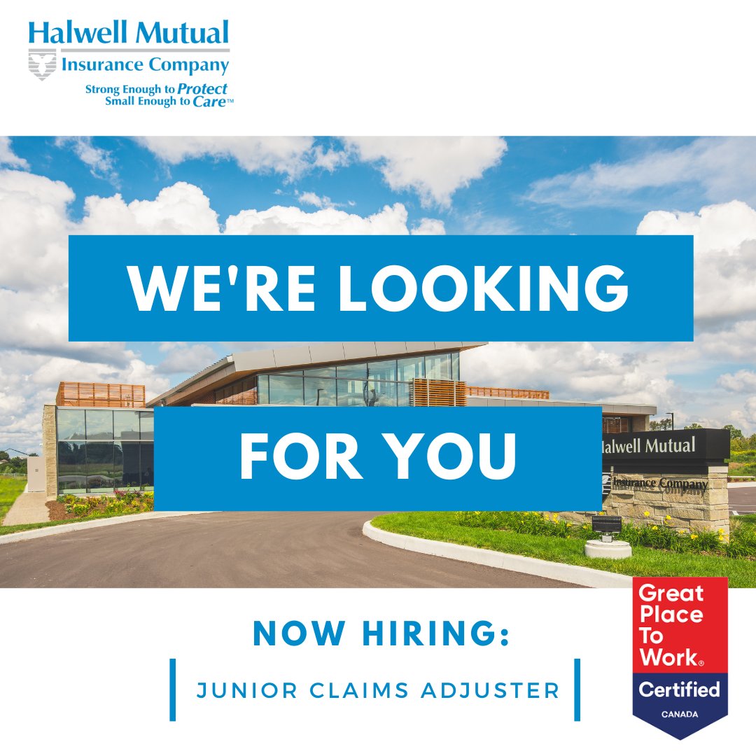 HIRING ALERT! 🚨

Halwell Mutual has an exciting opportunity for a Junior Claims Adjuster within our awesome Claims Department. 

Click the link below to learn more about the role and to apply!
halwellmutual.com/junior-claims-…

#careeropportunities #guelphjobs #halwellmutual