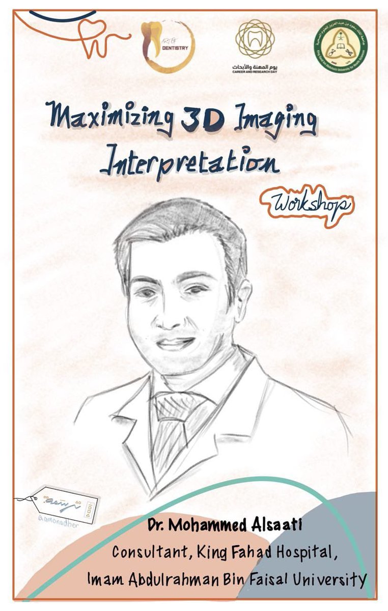 لا تفوتوا فرصة حضور ورشة عمل:
 "Maximizing 3D Imaging Interpretation"

حيث يقدمها الدكتور محمد الساعاتي لشرح أهمية وطرق قراءة أشعة التصوير المقطعي"CBCT” في تخصص طب الأسنان ✨

#CARD2023
#كلية_طب_الأسنان
#جامعة_لصحة_وطن
#KSAUHS