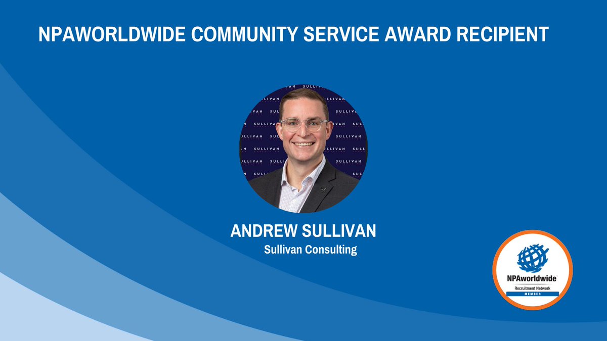 NPAworldwide's tweet photo. Congraulations to @SullivanAndrewD from Sullivan Consulting in Adelaide - he is the #NPAworldwide Community Service Award winner. https://t.co/Jw9nihy79n #recruitment https://t.co/K38a92Hmi5