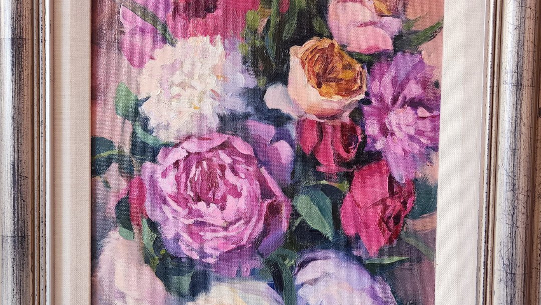 JoyAdare's tweet photo. This gorgeous painting was inspired by my anniversary bouquet from Mr. Adare! 💐🖼  
It was gifted to me by Cheryl from @highlandsartgallery and painted by the incredible Kenn Backhaus (@kennbackhaus)! It's one of the most amazing gifts I have every received! 🥰 https://t.co/tReCVTuvOn