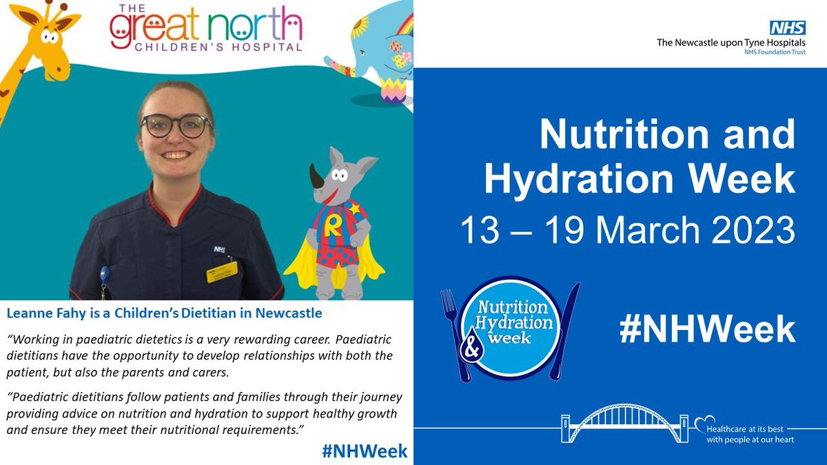 Leanne Fahy is one of our paediatric dietitians <a href="/GreatNorthCH/">Great North Children’s Hospital</a> She explains why she finds her job working with children &amp; young people’s &amp; their families so rewarding 💙 <a href="/NHWeek/">N&H Week</a> #NHWeek