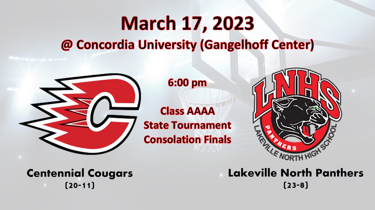 CentennialBBall's tweet photo. Final game of the season. 3rd team in school history to get to play 32 games in a season. Hoping to bring some hardware home.
🎟️: https://t.co/bSx7JPS0fu
📺: https://t.co/e2o37nCOZI https://t.co/kSLcHDvUuW