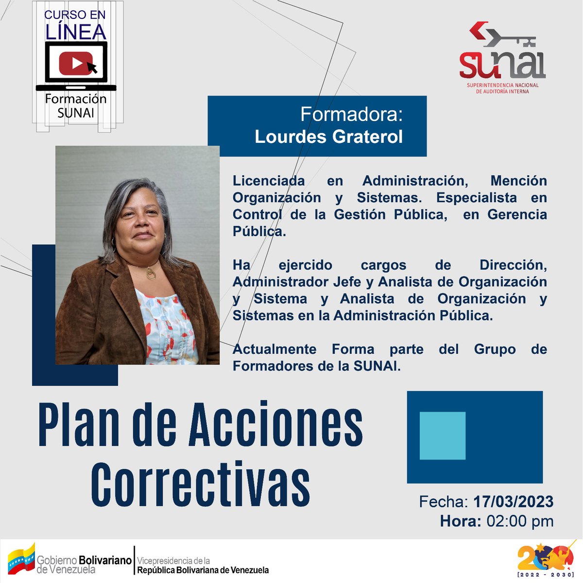 SUNAI_VZLA's tweet photo. 📚|| Únete a nuestro curso en línea este #17mar con nuestra formadora de la #Sunai Lourdes Graterol

Tema: Plan de Acciones Correctivas

👉 Únete a la transmisión en vivo ⬇️

📹 https://t.co/M1znkfDBaY https://t.co/NzgIT1MkFu