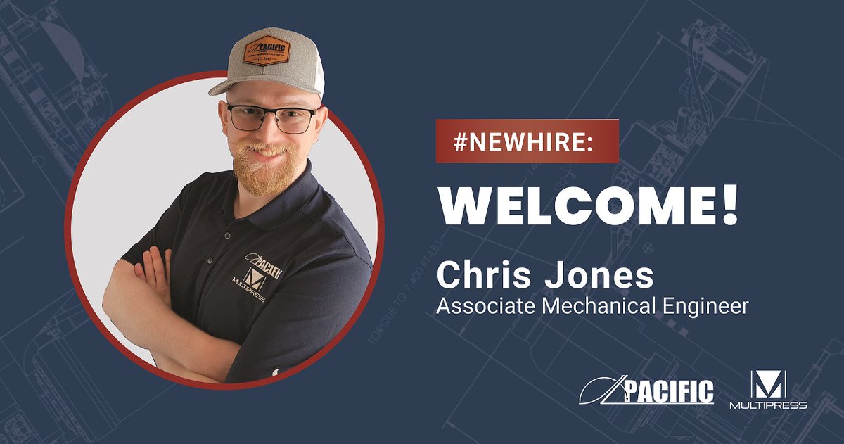 multipressusa's tweet photo. Say hello to one of our newest team members, Chris Jones! We’re very excited to have another Mechanical Engineer on board. Learn more about Chad at: https://t.co/0uJUIpSSuH #NewHire #MechanicalEngineer #multipress #pacificpresstechnologies https://t.co/ZT1XTWFLsc