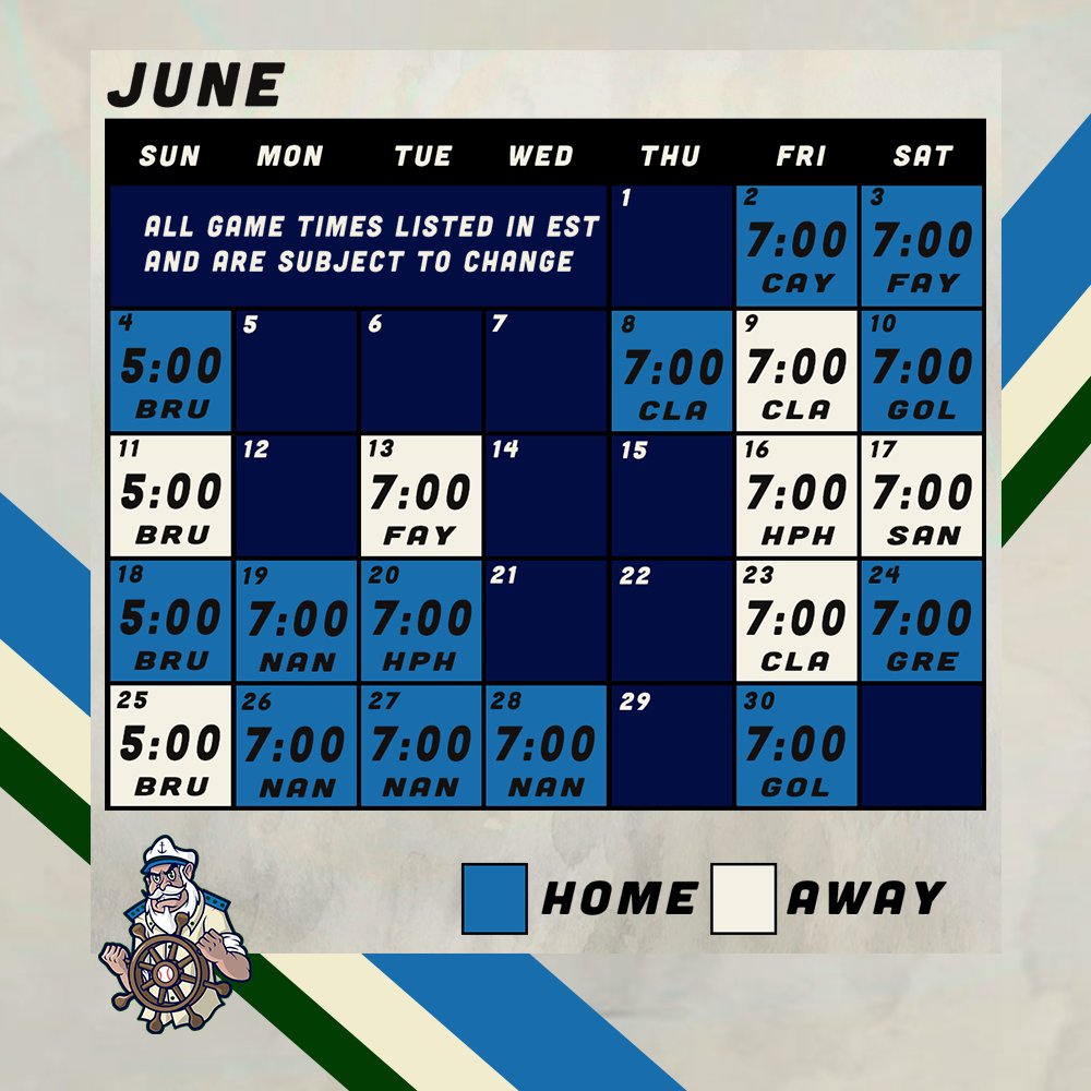 SkippersONSL's tweet photo. BREAKING NEWS!

The inaugural River City Skippers schedule has been finalized!

71 days until the home opener on May 27th!

Season and individual game tickets go on sale 3/24!

@ONSLBaseball @TDAsportsNENC @dailyadvance @WOBXNEWS @visitecity 

#BaseballintheHarbor #AnchorsDown https://t.co/ZznmoaYDLB
