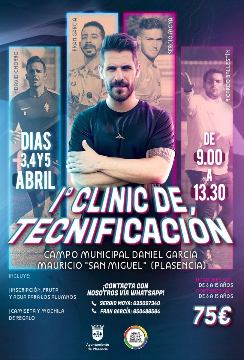 sergiomoya4323's tweet photo. 1° CLINIC DE TECNIFICACIÓN.
📍 Plasencia. 
No te quedes sin tu plaza, aprovecha la gran oportunidad de entrenar y aprender junto a grandes profesionales. ⚽️
Contaremos con la visita del gran tiktoker @federuizfutbol https://t.co/nq135g2nYY