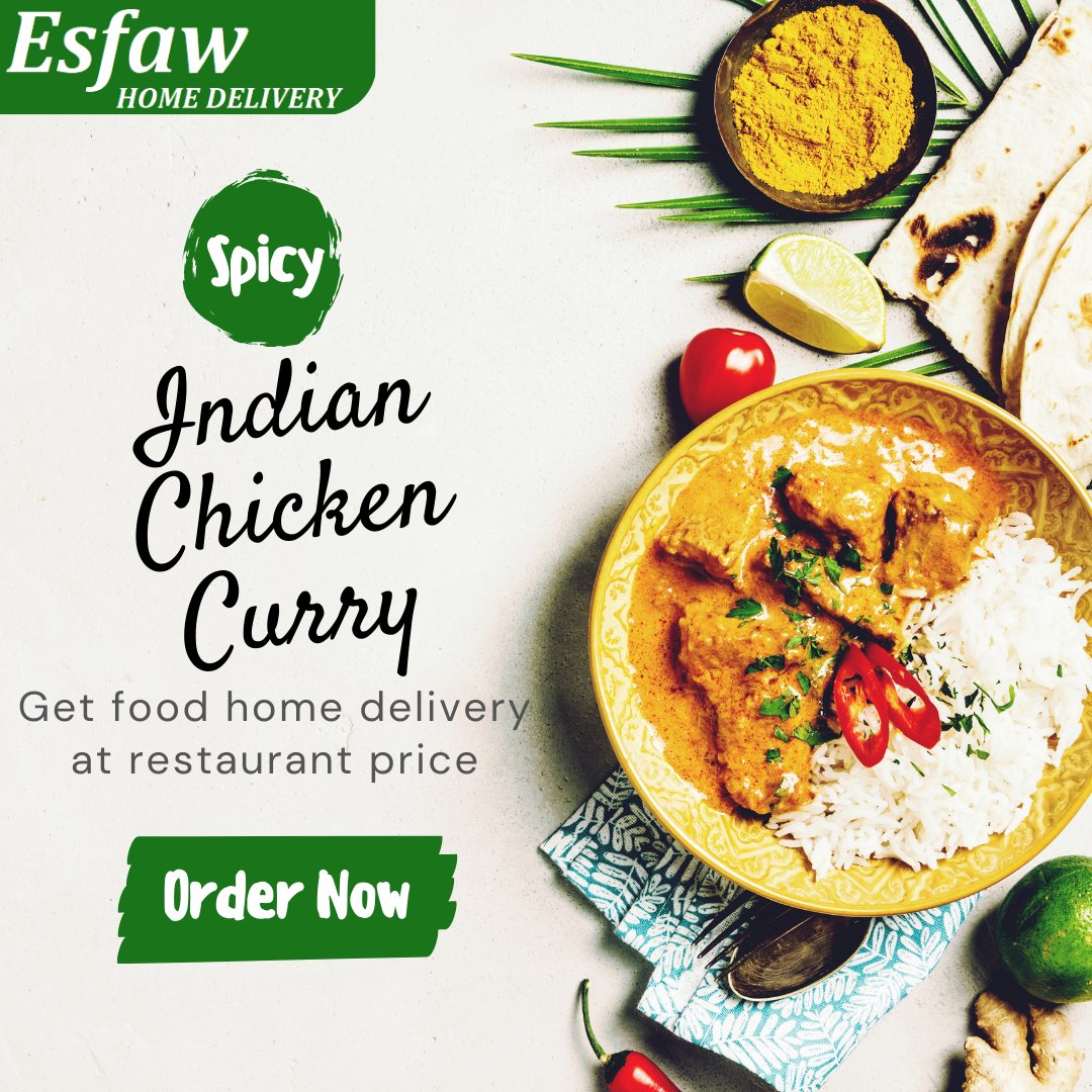Esfaw1's tweet photo. If you want to experience a flavor explosion in your mouth, try some authentic Indian curry Order now with @esfaw

Download now
@twitter

#esfaw #chicken #chickencurry #chickenlover #spicy #twitter #trending
#foodie #AshokGehlot
#KLRahul #Zwigato #burger #pizza #yummy
#INDvsAUS https://t.co/rQprmb6ZYf