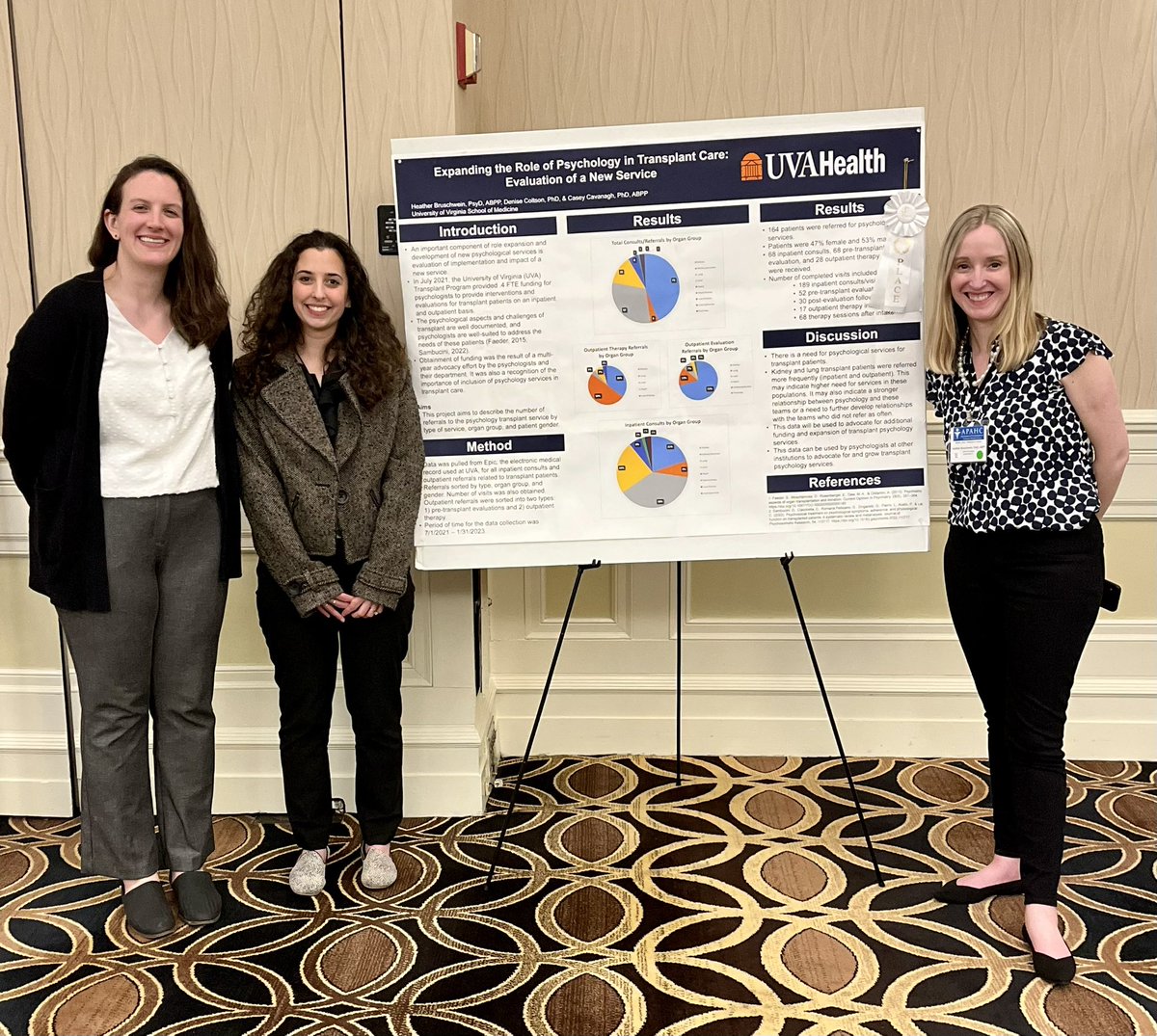 UVABehMed's tweet photo. Two of the 3 top poster awards given at the @APAHCnews national conference went to UVA Behavioral Medicine @MedicineUVA @uvahealthnews faculty &amp; fellows! Congratulations to psychologists @DrCaseyCavanagh, Dr. Denise Coltson, @bruschwein &amp; @JoannaYostPhD! #APAHC2023 https://t.co/TCMUNHp1xf