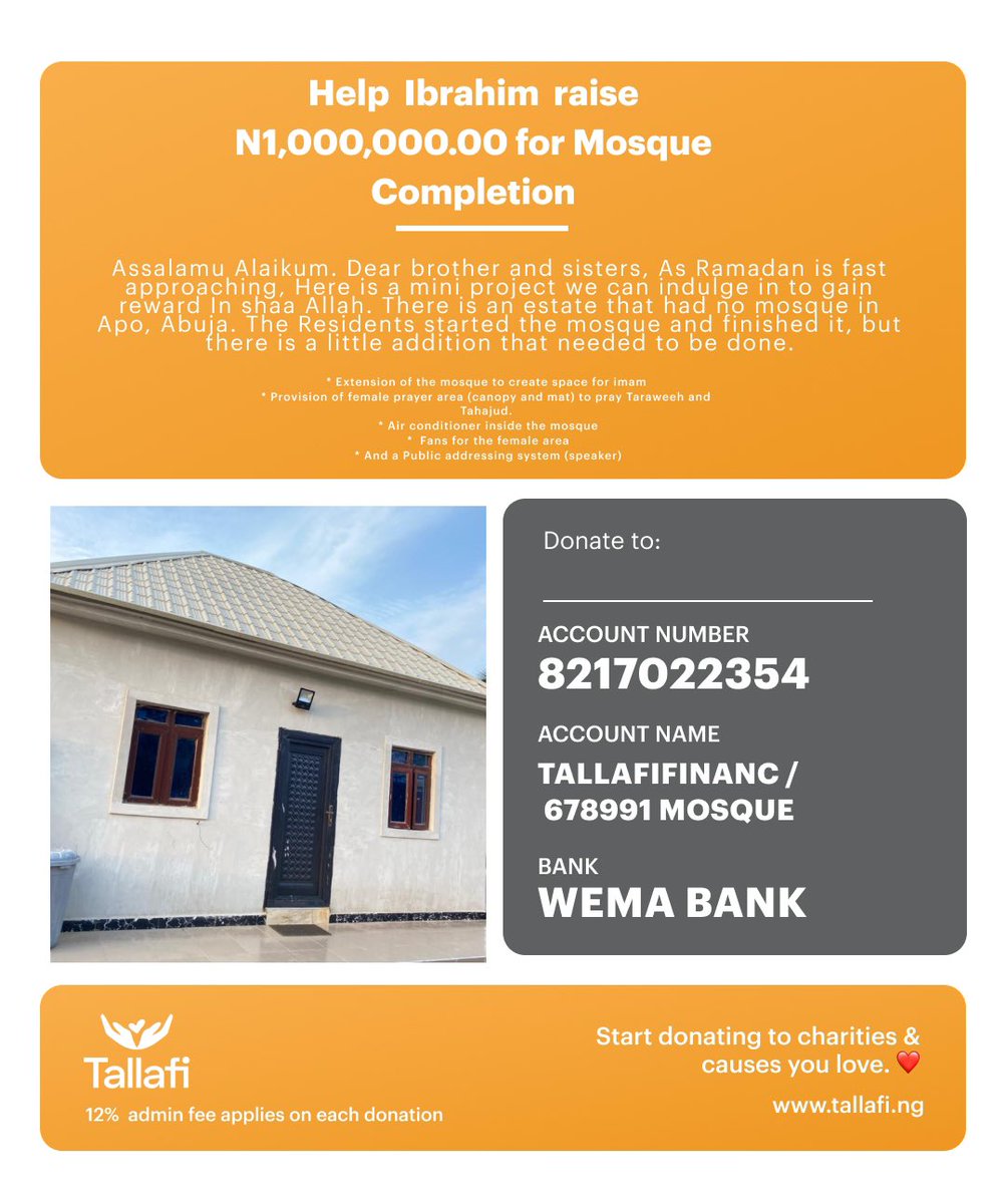 Tallafi_ng's tweet photo. Help complete a masjid #tallafi https://t.co/I6jYglVsLG