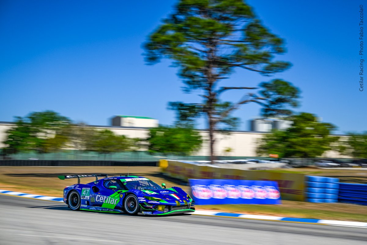 CetilarRacing's tweet photo. Qualifying done. We are P11, with best lap in 2:01:451 (with @SernaGiottoGio at the wheel). And tomorrow (start 15:10 italian time) the #TwelveHoursofSebring #Ferrari296GT3 😎💪 https://t.co/ZUiE3eTs4F