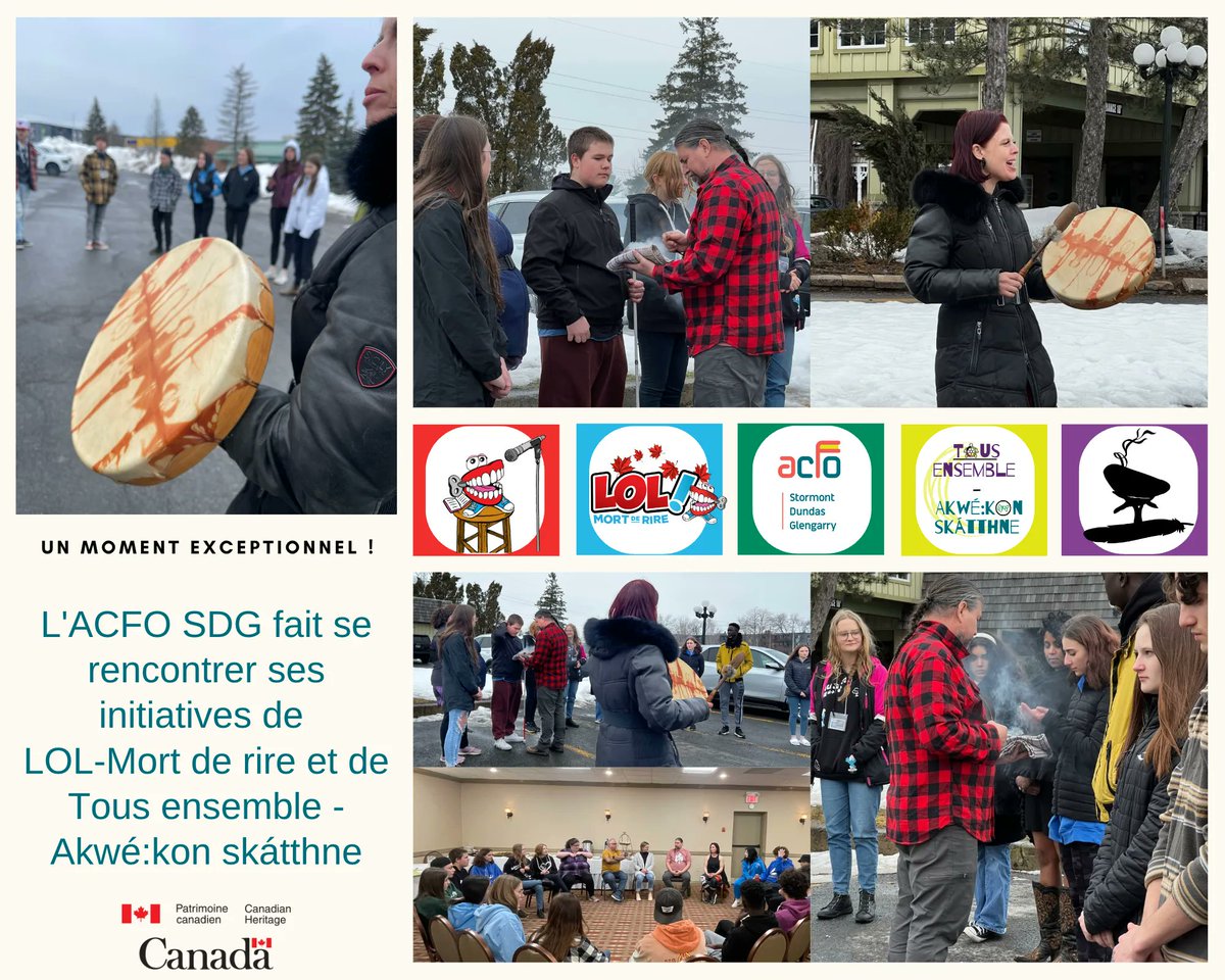 L'ACFO SDG poursuit ses efforts d'engagement pour la réconciliation et la vérité. 
Hier, les jeunes participants au Forum Canada en Humour ont pris part à une activité de sensibilisation et de partage dans la reconnaissance et le respect des traditions.