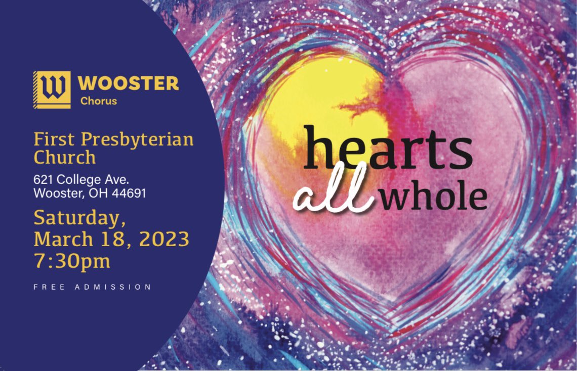 Our tour begins tomorrow! Please join us for our kick-off performance at First Presbyterian Church of Wooster.