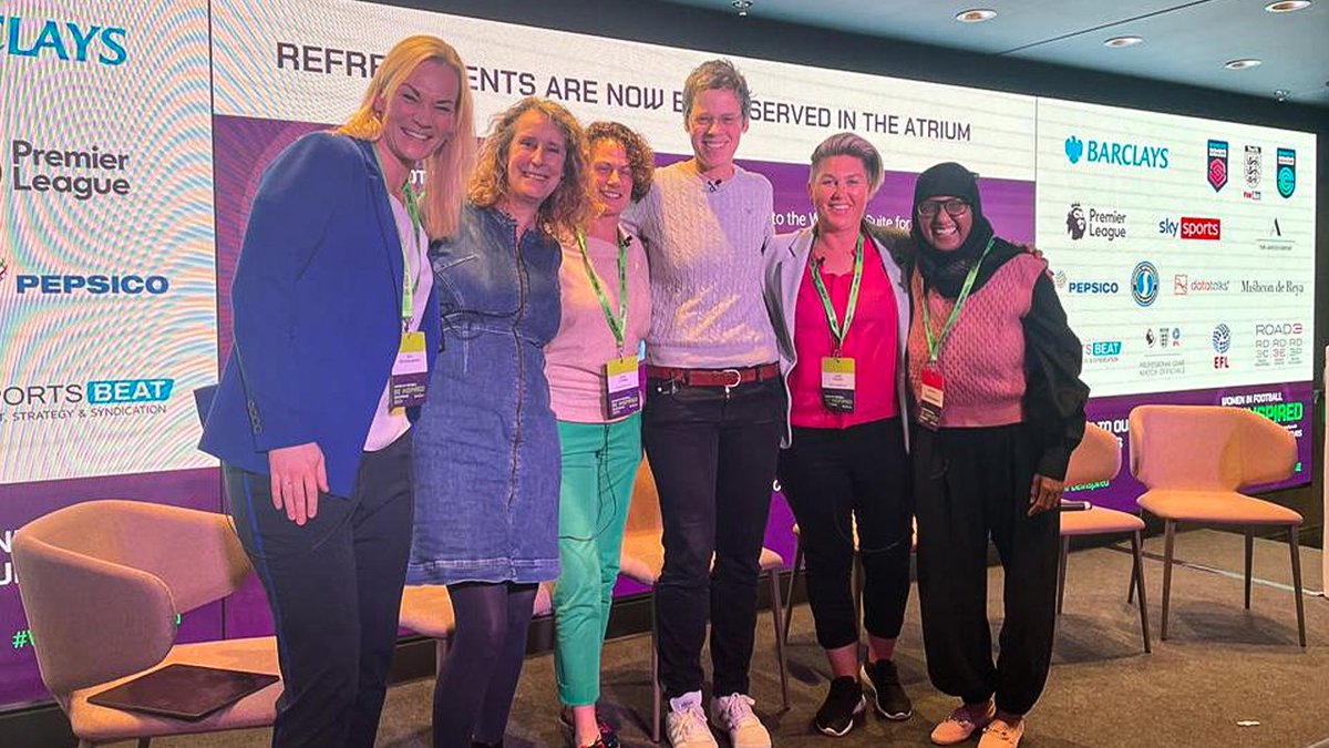 FA_PGMOL's tweet photo. Team @FA_PGMOL at #WIFBeInspired! ✨

Select Group Women’s Professional Game Director Bibi SteinhausWebb was a panelist on yesterday’s @WomeninFootball ‘Coaching the Coaches and Referees' session, supported by PGMOL. https://t.co/qKTspuIL7C