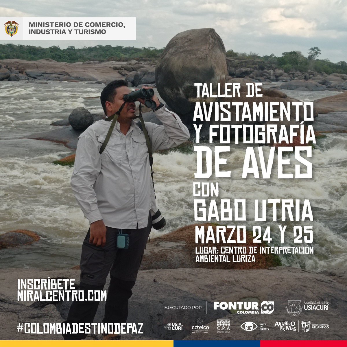 miralcentro's tweet photo. ¡INSCRIBETE YA en nuestros talleres de avistamiento y fotografía de aves! Encuentra el link para inscribirte en nuestra biografía👀
¡SON 30 CUPOS por día!
De 8:00am a 5:00pm en el centro de interpretación ambiental de Luriza 
 
#descubreusiacurí 📸 https://t.co/HmQzlVwaWi