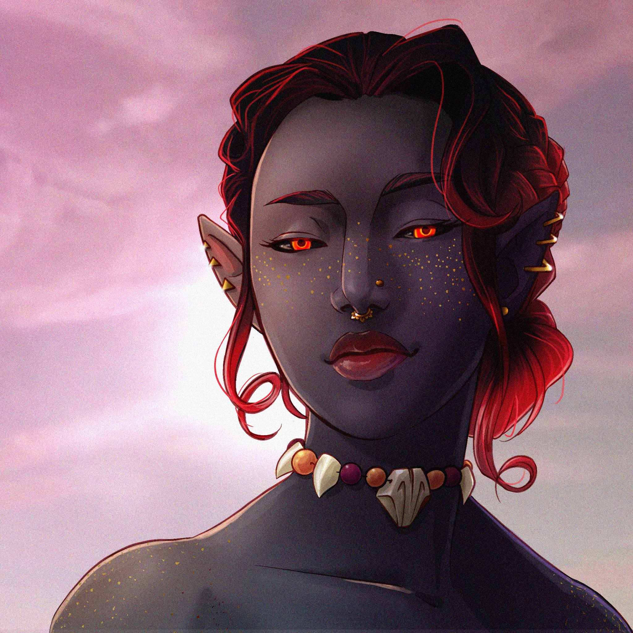 Nerd Girl Says on Twitter "Myrmidia My fire genasi monk from Justyna