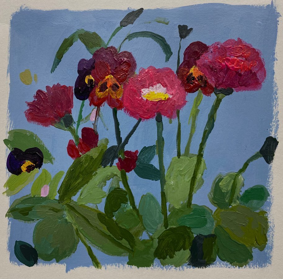 Flowers at Denmark Hill Station 
Acrylic on cartridge paper 
15cm x 15cm

#charlottehardypainting #colour #springflowers #pattern #drawingwithpaint @clockworkstudiosse5 instagr.am/p/Cp5E5R6IdU-/