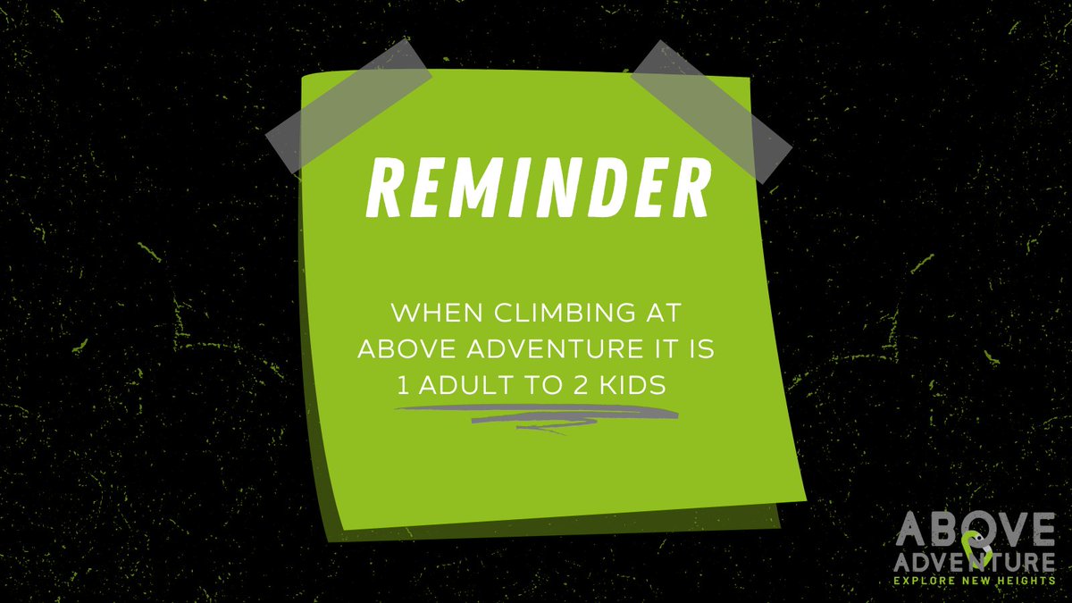 ‼️Reminder‼️

When climbing at Above Adventure please make sure you have 1 adult to 2 children 😊 

#aboveadventure