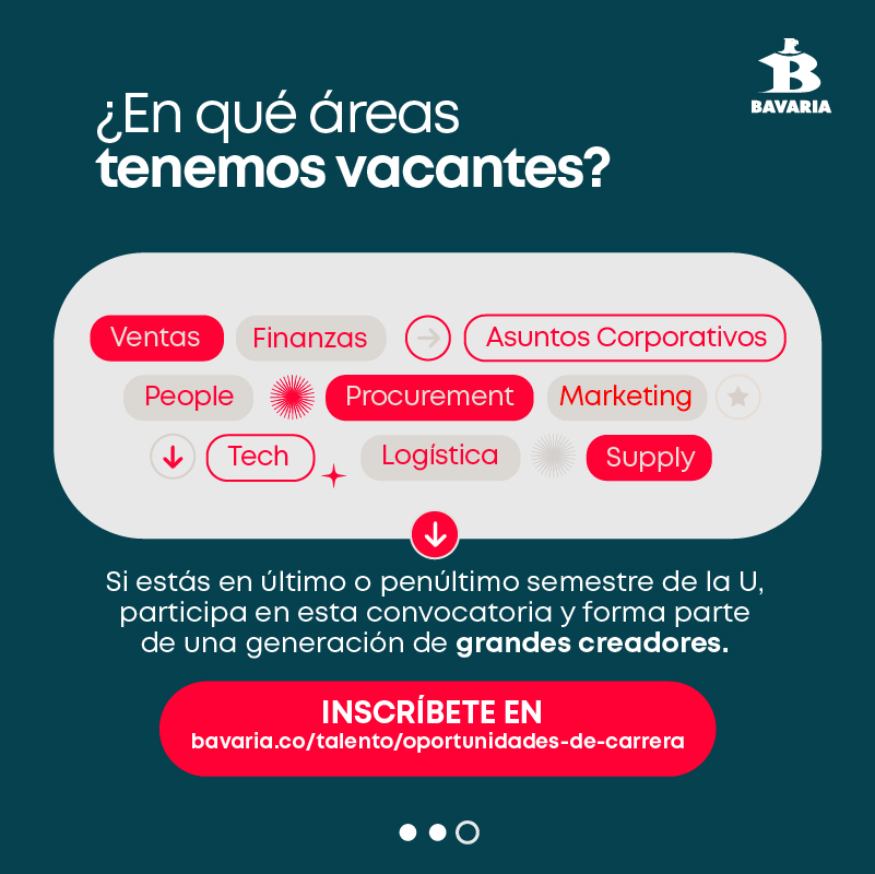 BAVARIA_OFICIAL's tweet photo. Llegó la oportunidad que todo creador estaba esperando. Ya está abierta la convocatoria para buscar a nuestra nueva #GeneracionCreators, Postúlate ahora y demuestra el Creator que llevas por dentro. #TalentoBavaria #PracticantesBavaria Regístrate aquí: https://t.co/fZF0nxJR6f https://t.co/3AduT6XQbc