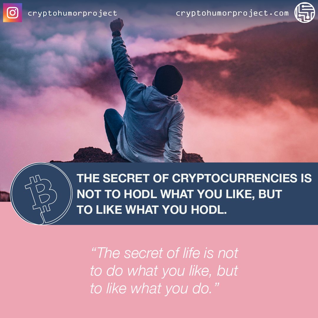 humor_crypto's tweet photo. HODL (hold) comes from the word “hold” and is used to indicate that one should hold on to their cryptocurrency rather than selling it. An investor should focus on the crypto investments with best returns, rather than investing into everything s/he likes 
#hodl #investing https://t.co/HHuTF6cbFY
